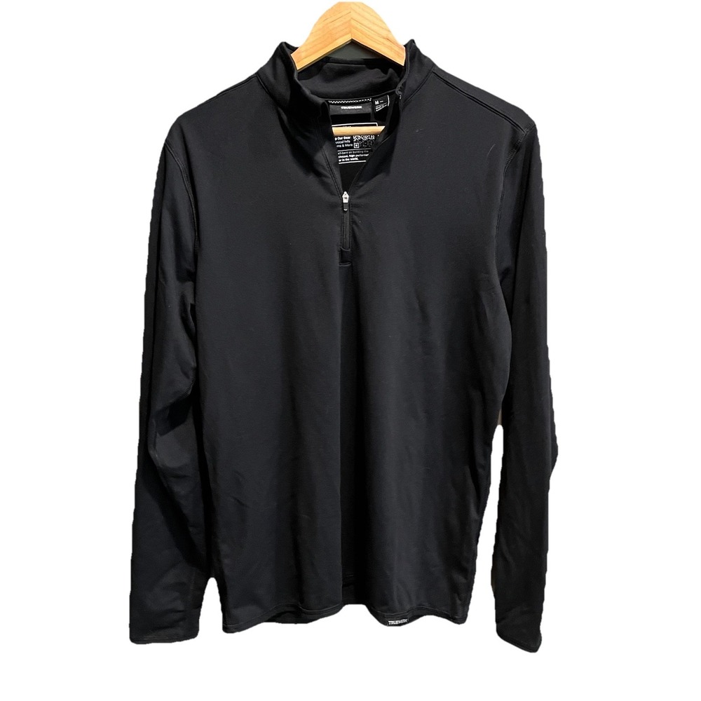 Truewerk Black B2 Quarter Zip Men's Performance‎ Pullover Sweater Size Medium